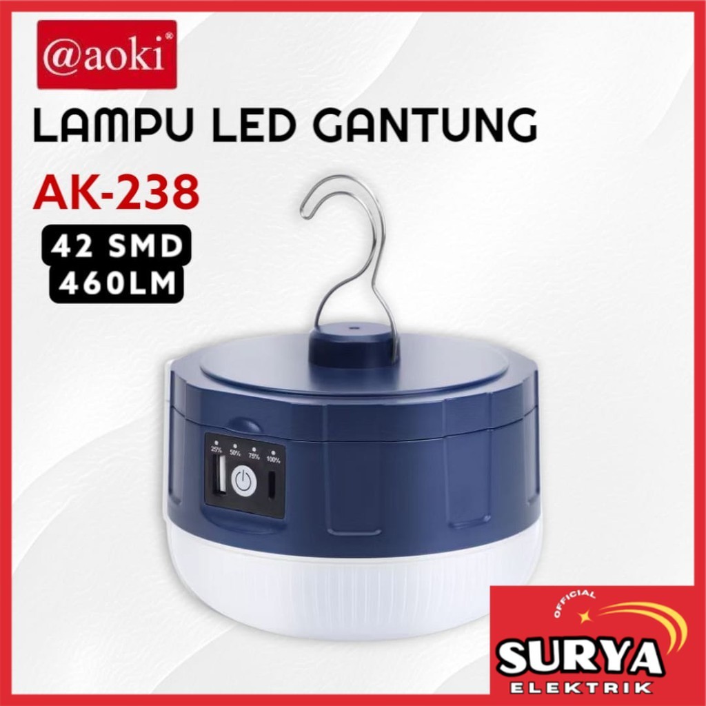 Jual Lampu Emergency Gantung AOKI AK-238 LED Dual Baterai USB Type-C ...