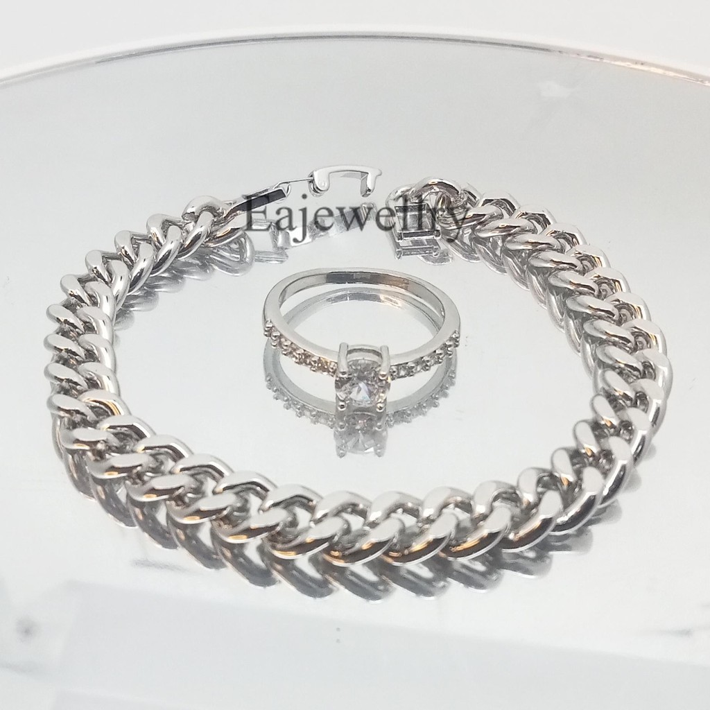 Jual Gelang rante emas putih free cincin realpict anti karat mewah ...