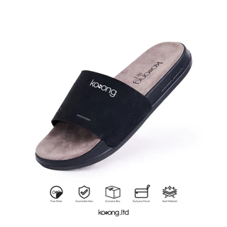 Kosong.Ltd Sandal Slide Slop Pria-Wanita LUXE Suede - Black Grey Black