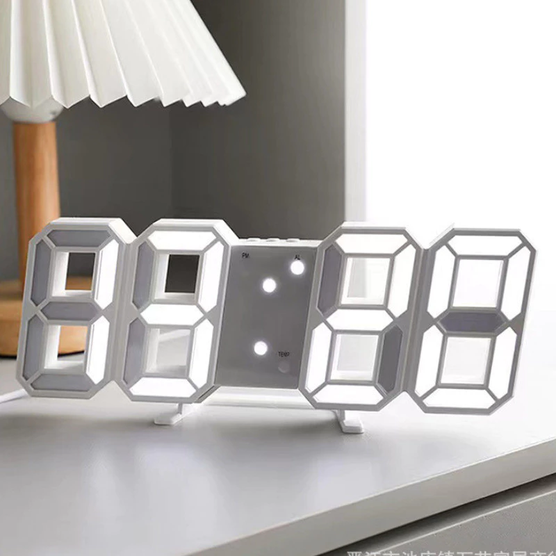 Jam Dinding Digital LED 3D Estetik Dengan Suhu | AutoStock