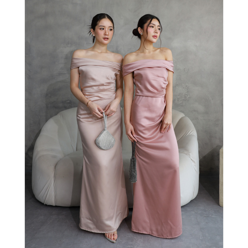F051 SABRINA SATIN DRESS | DRESS NATAL | DRESS PARTY | BRIDESMAID  [Tren_Fashion.id]