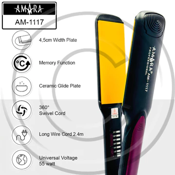 ( ) AMARA AM 1117 Ceramic Glide Plate Hair Straightener Catokan Rambut CO