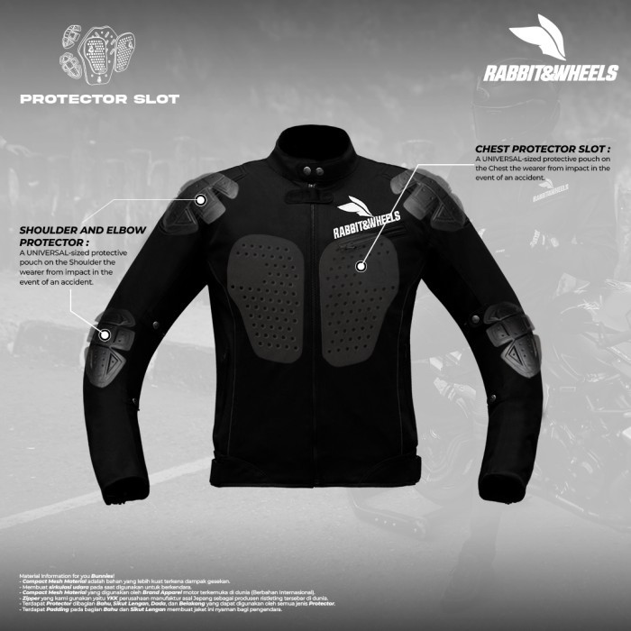 Jual JAKET RABBIT AND WHEELS NEW BASIC REGULER BLACK | JAKET RIDING ...