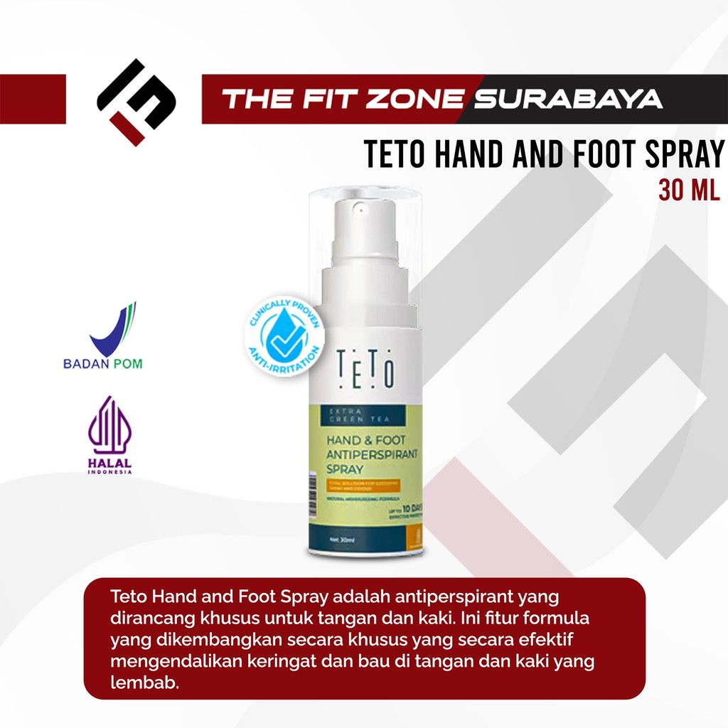 Jual TETO Hand and Foot Antiperspirant 30 mL Spray Extra Green Tea Anti ...