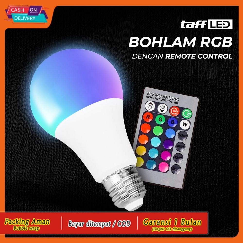 Jual Lampu Bohlam RGB LED Mini Smart Light Warna Remot 10 Watt Multi ...