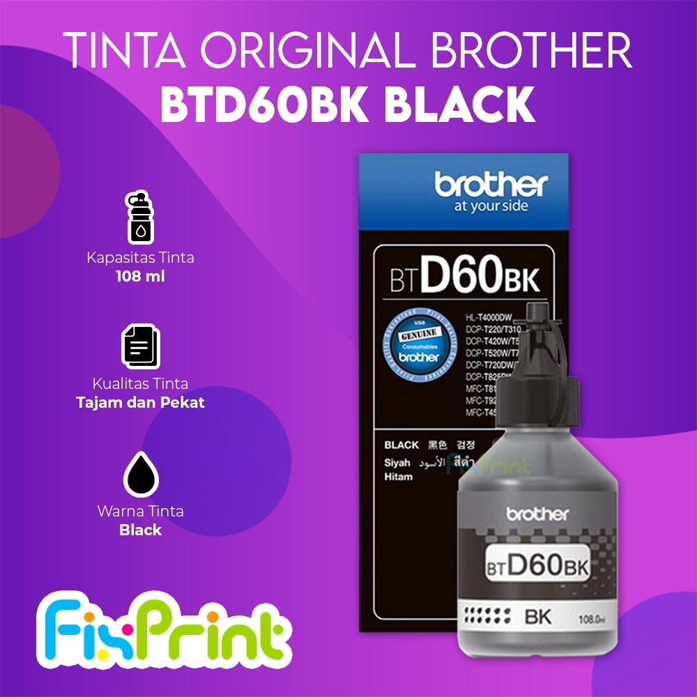 Jual Ready Tinta Brother Brother D60bk D60 BT5000 DCP-T220 T220 T420W ...