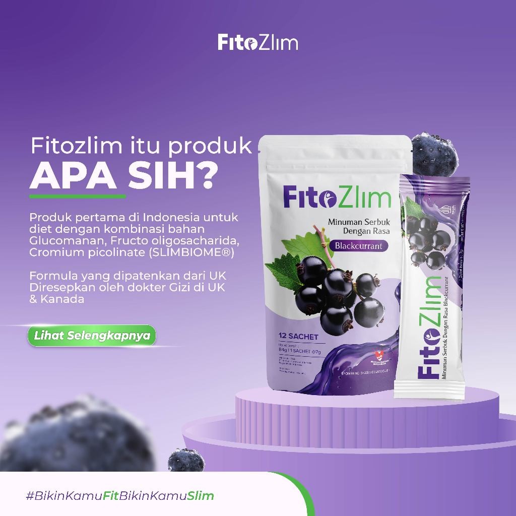Jual FITOZLIM Fiber Minuman Rendah Kalori - Serbuk Rasa Blackcurrant ...