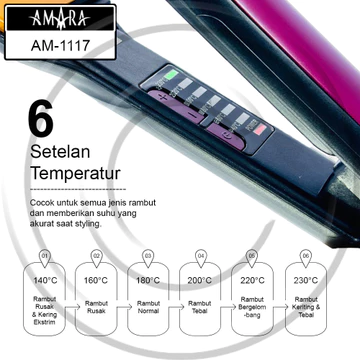 ( ) AMARA AM 1117 Ceramic Glide Plate Hair Straightener Catokan Rambut CO