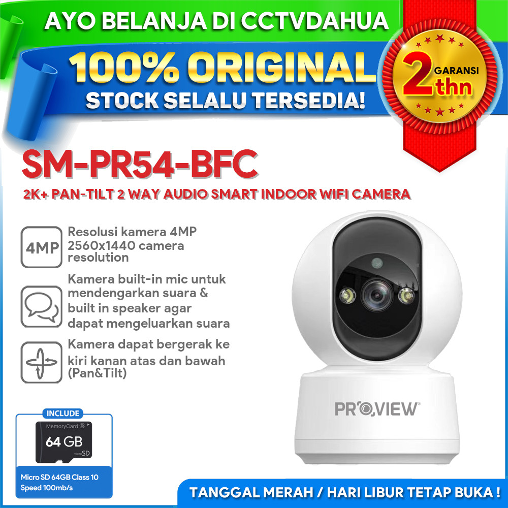 Jual PROVIEW SM-PR54-BFC 4MP 2K+ PAN-TILT 2 WAY AUDIO SMART INDOOR WIFI ...