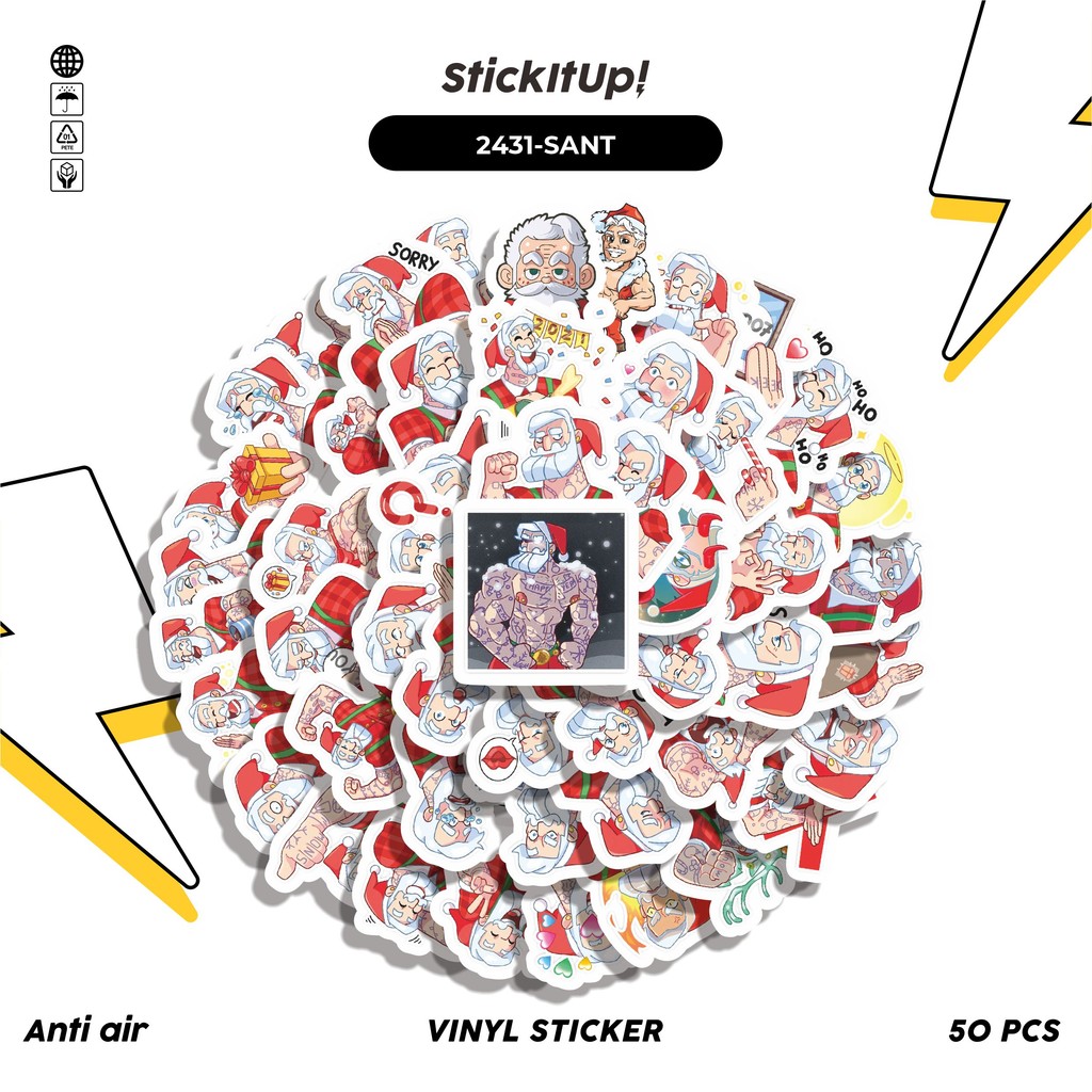 Jual COD 50 Pcs Stiker Pack FUNNY MACHO SANTA STICKER PACK 01 Lucu ...