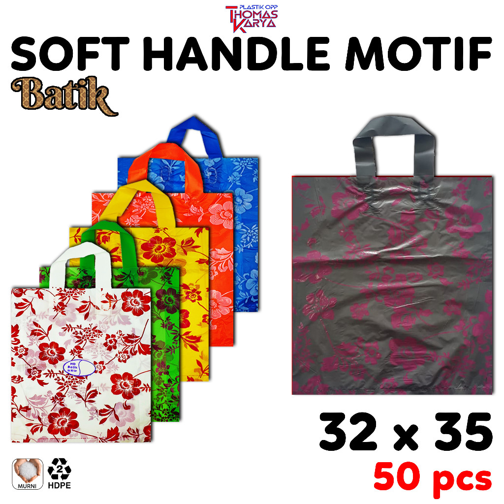 Jual Softhandle Shopping Bag 32x35 Motif BATIK isi 50 Kantong Plastik ...