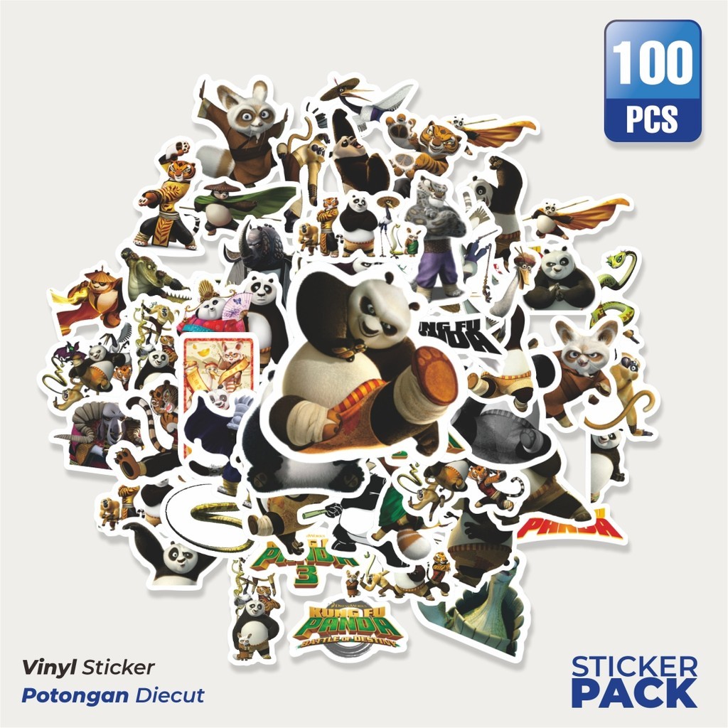 Jual 100 PCS STIKER Sticker Kartun Kung Fu Fanda Waterproof Aesthetic ...