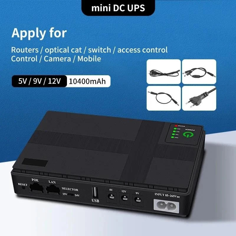 Jual Mini UPS DC Power Supply 36W 10400mAh 5V 9V 12V UPS Router Lithium ...