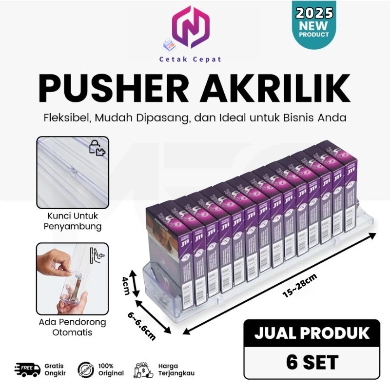 Jual ZS67YU [cod]Pusher Rokok 6Set / Tempat Rokok / Rak Rokok Akrilik ...