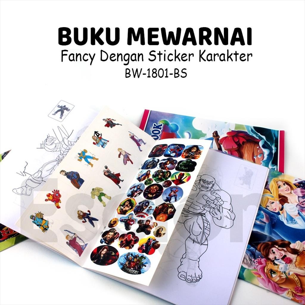 Jual Buku mewarnai+STICKER KARAKTER / buku mewarnai 1801BS | Shopee ...
