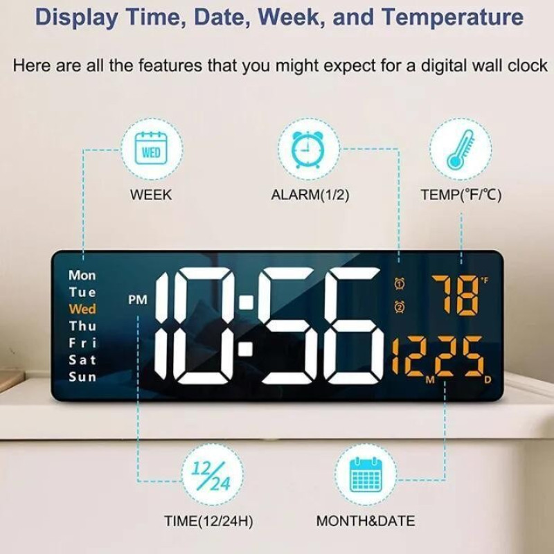 Jual Jam Digital LED Besar / Smart Clock / Kalender Alarm Clock Weker ...