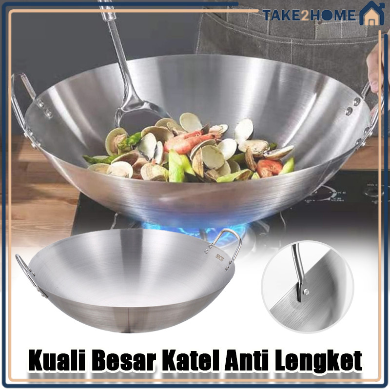 Jual Wajan Stainless Tebal Kuali Premium/Wajan Penggorengan Tebal Full ...