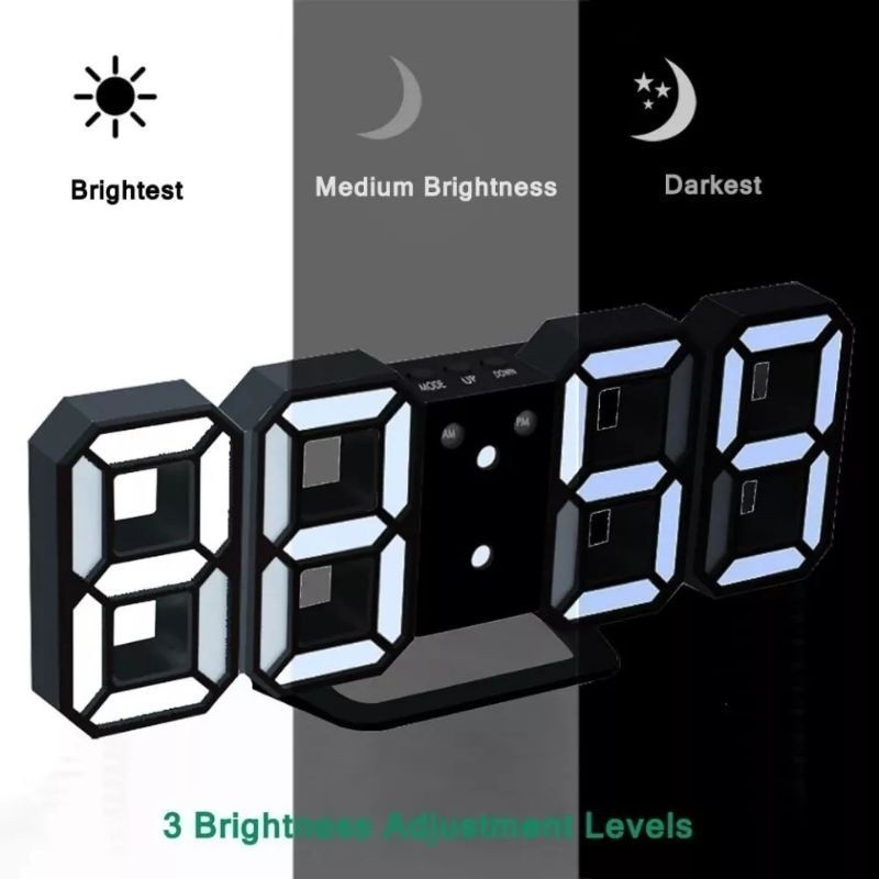 Jual Jam Digital Dinding Meja Alarm Tanggal Suhu USB 3D Aesthetic Clock ...