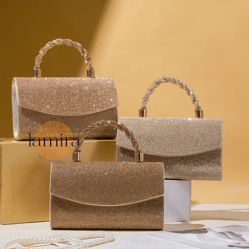 Tas Pesta Wanita 454 Glitter Clutch Sangjit Hamper Seserahan HandBag  Jinjing Mewah Premium Impor Party Bag Seserahan Sling Bag Blingbling Clutch  Mewah