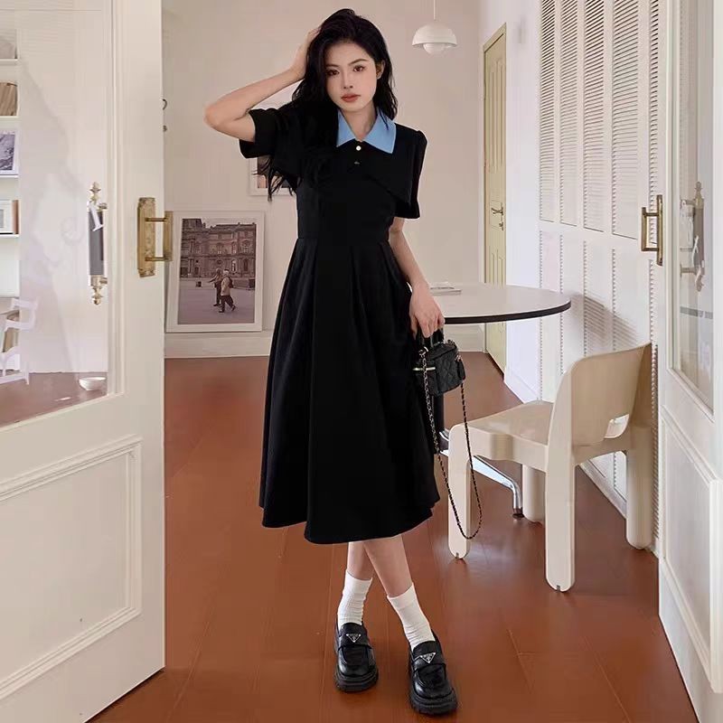 Jual DRESS JUMBO | PENDEK- MIDI DRESS LENGAN PENDEK WANITA MODEL KERAH DAN  PITA K017 | Shopee Indonesia