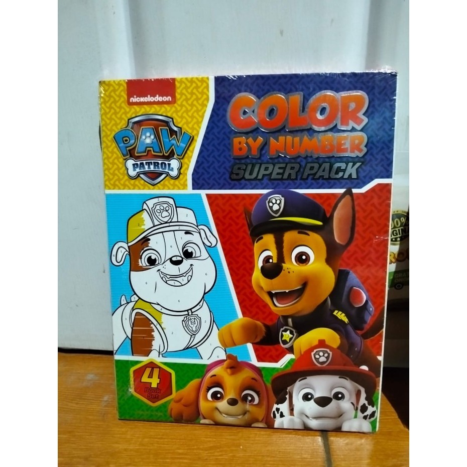 Jual Paw Patrol Color By Number Super Boxset : Pack of 4 Coloring Books For Kids | Shopee Indonesia