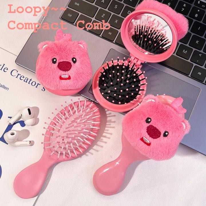 Jual Lucu Loopy Sisir Rambut Cermin Bulat Make Up 2 in 1 Hair Comb ...