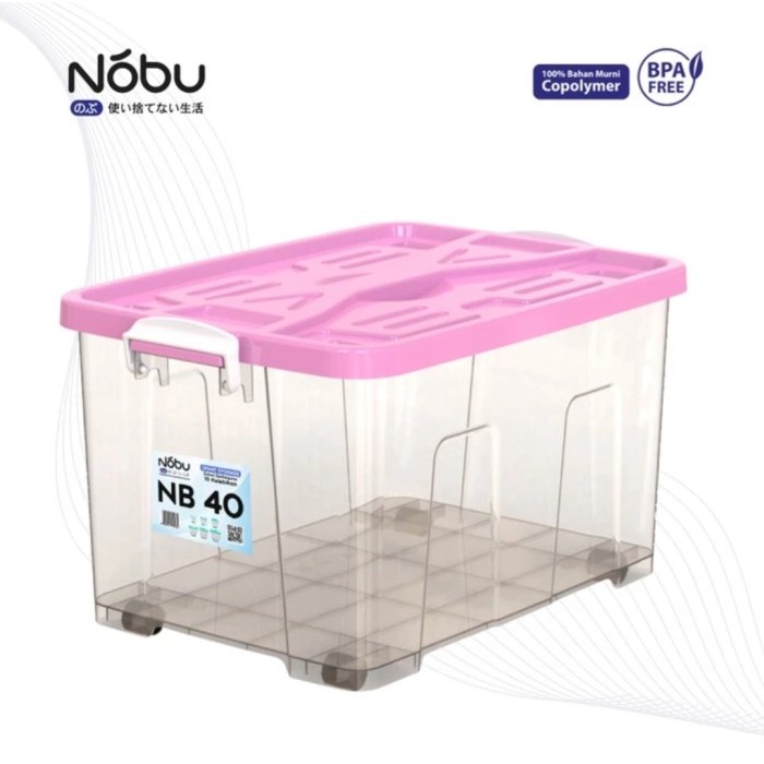 Jual Nobu Container Box + Roda 40 liter/ Kotak Penyimpanan Transparan ...