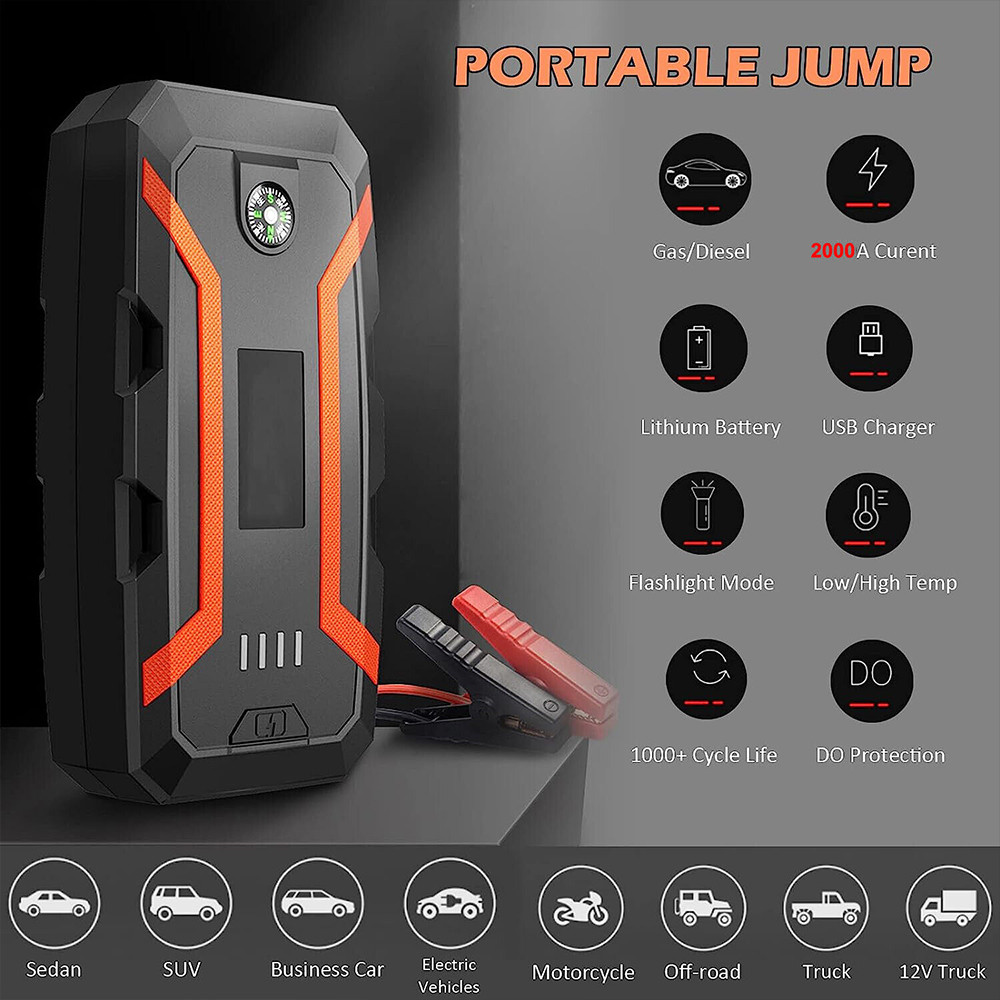 Jual Car Jump Starter 20000mAh 12V Wireless Charging Portable Auto ...