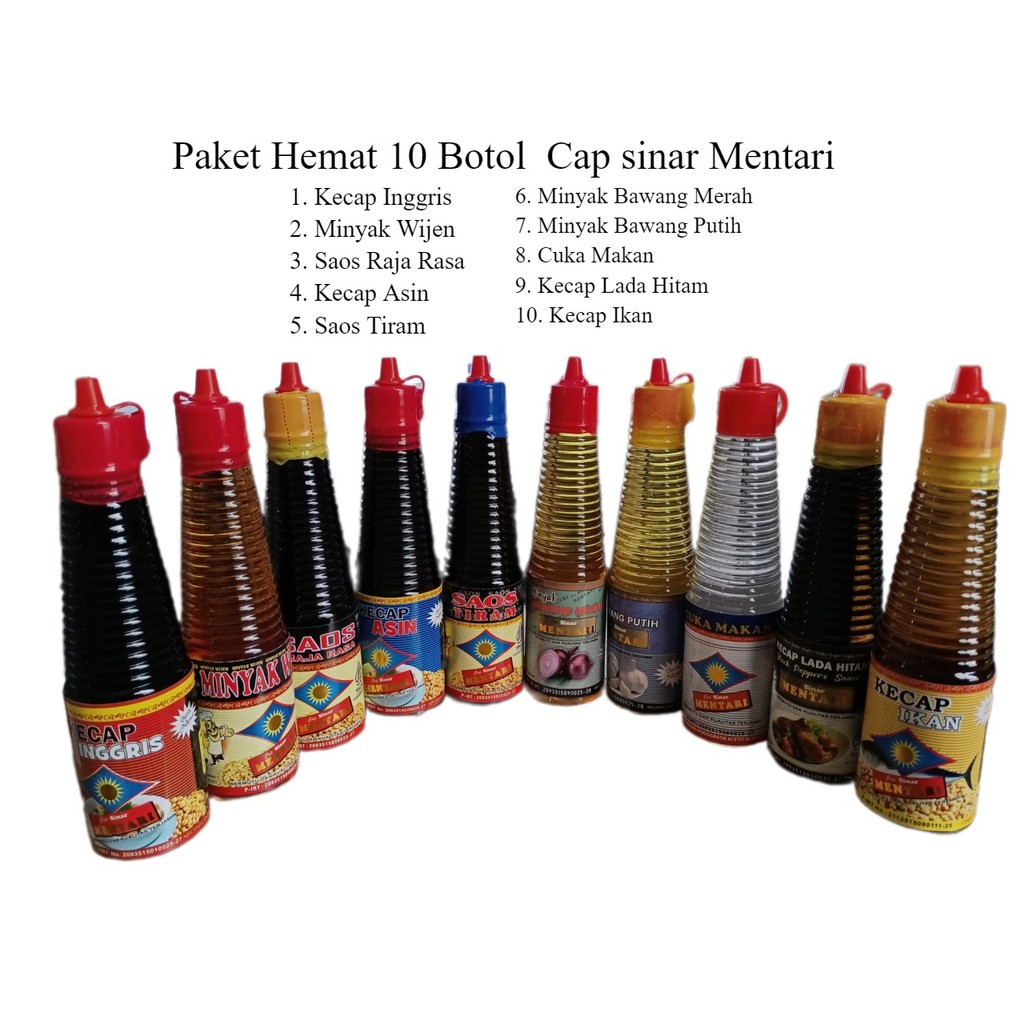 Jual PAKET 10 Botol Cap sinar Mentari 150 ml - Kecap Inggris, Minyak ...