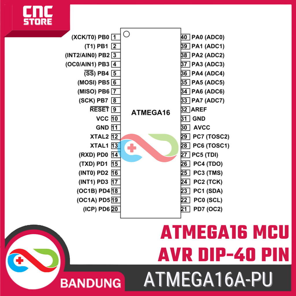 Jual ATMEGA16A-PU ATMEL ATMEGA16 MCU AVR DIP-40 – MCU AVR 40 Pin ...