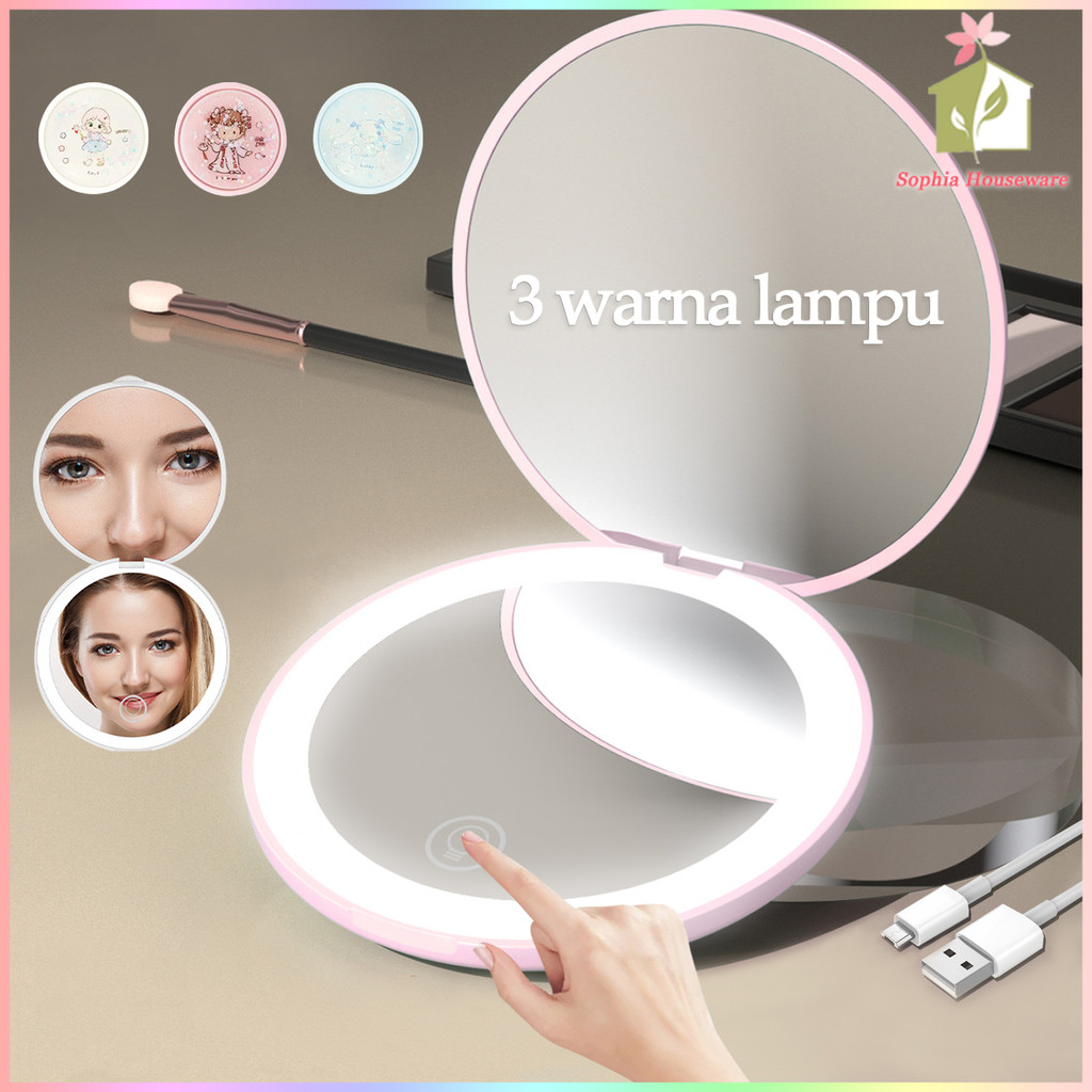 Jual Cermin Bulat Lipat Kaca Rias LED Cermin Bulat Karakter Cermin ...