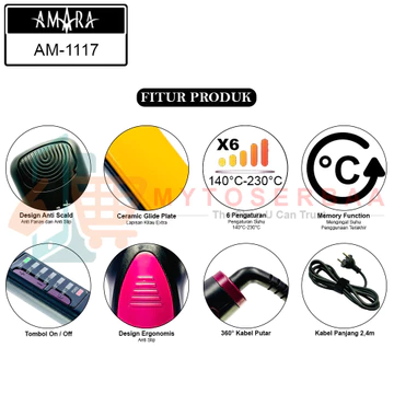 ( ) AMARA AM 1117 Ceramic Glide Plate Hair Straightener Catokan Rambut MY
