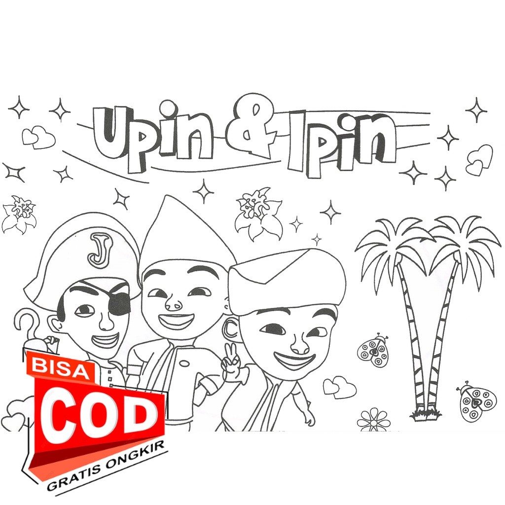 Jual Gambar Sketsa Mewarnai ~ UPIN IPIN/ Seketsa Lukis / Drawing