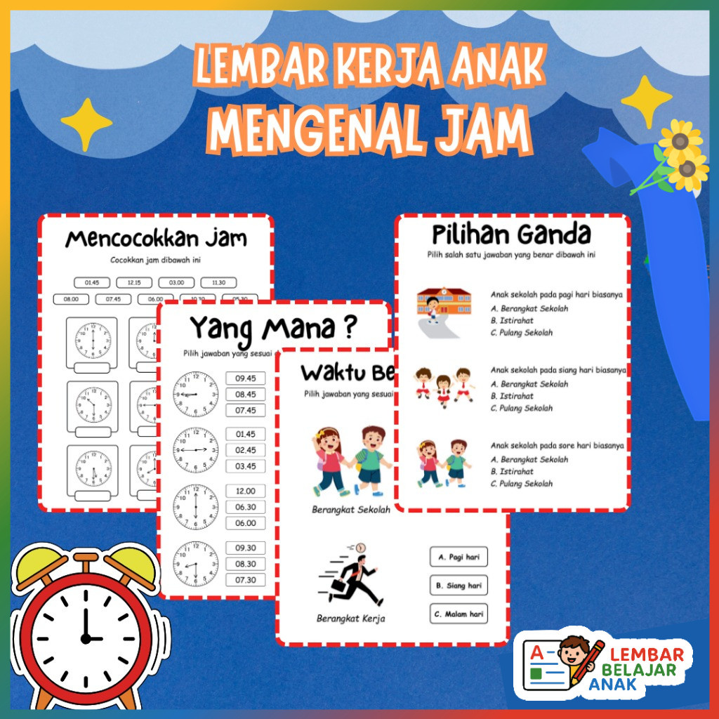 Jual Cetak Full Color 100 Lembar Mengenal Jam dan Waktu VOL. 2 ...