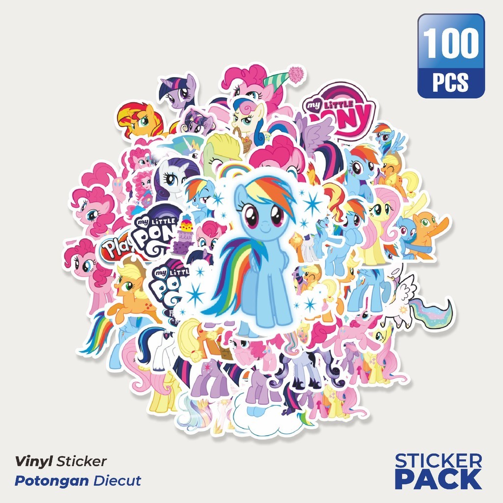 Jual 100 PCS STIKER Kartun My Little Pony Unicorn Waterproof Aesthetic ...