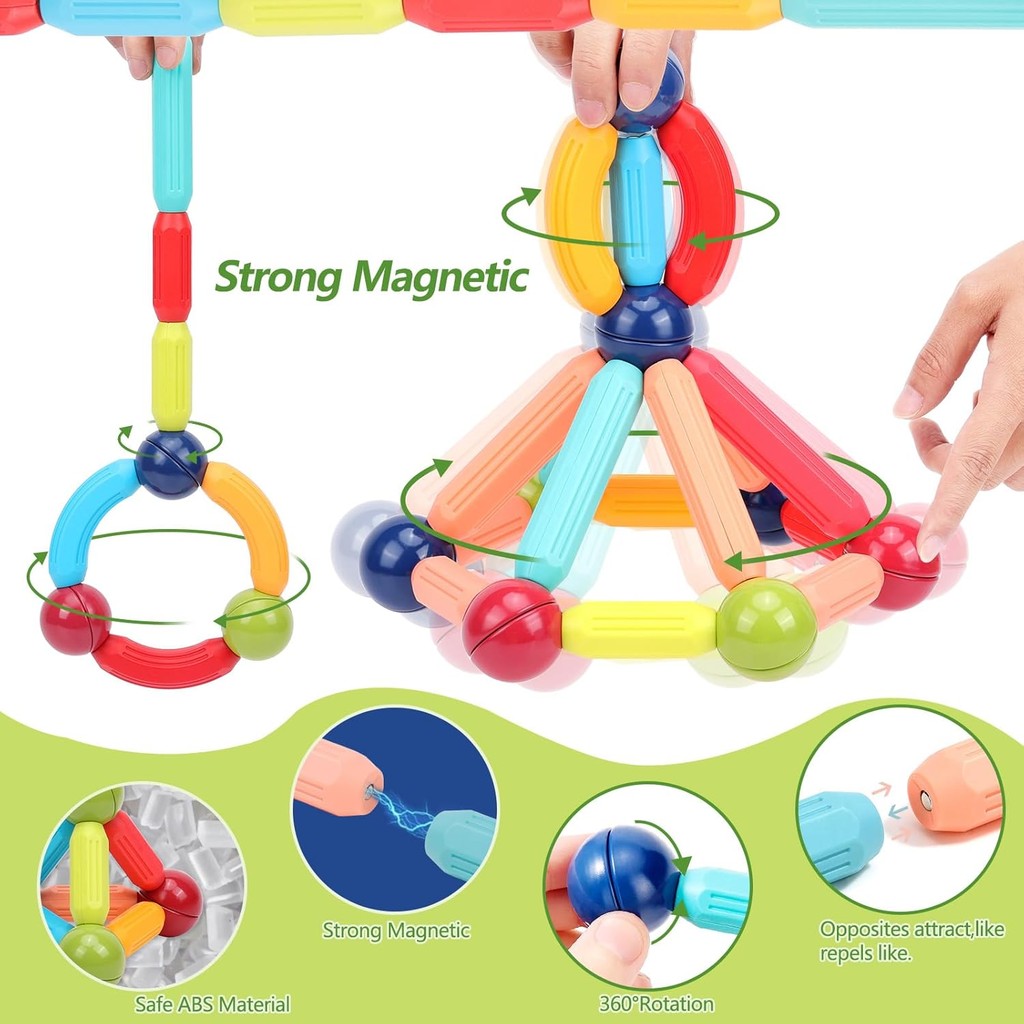 Jual 25PCS/64PCS/125PCS Mainan Magnetic Stick DIY Building Blocks ...