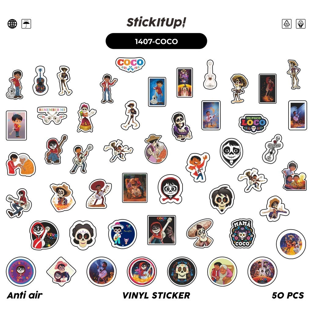 Jual COD 100 Pcs Stiker Pack Disney Coco Lucu Aesthetic Vynil ...