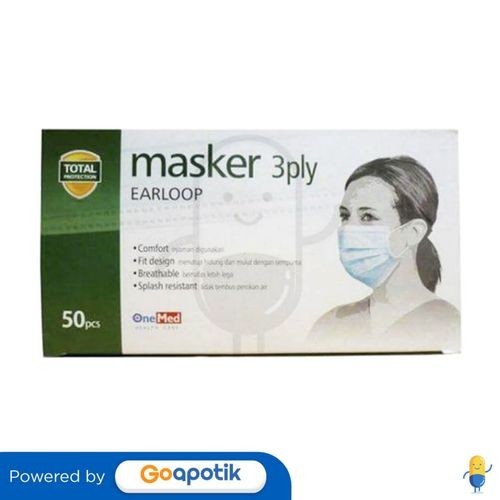 Jual One Med Masker 3 Ply Earloop Box 50 Pcs | Shopee Indonesia