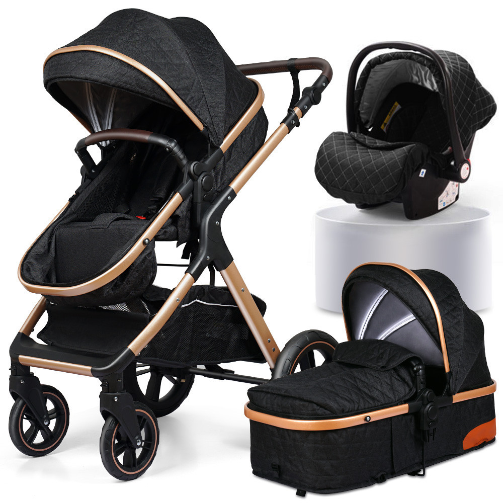 Coches Para High Landscape 3-in-1 Combination Stroller Baby  Pushchair Foldable Baby Stroller Pram In With Car Seat