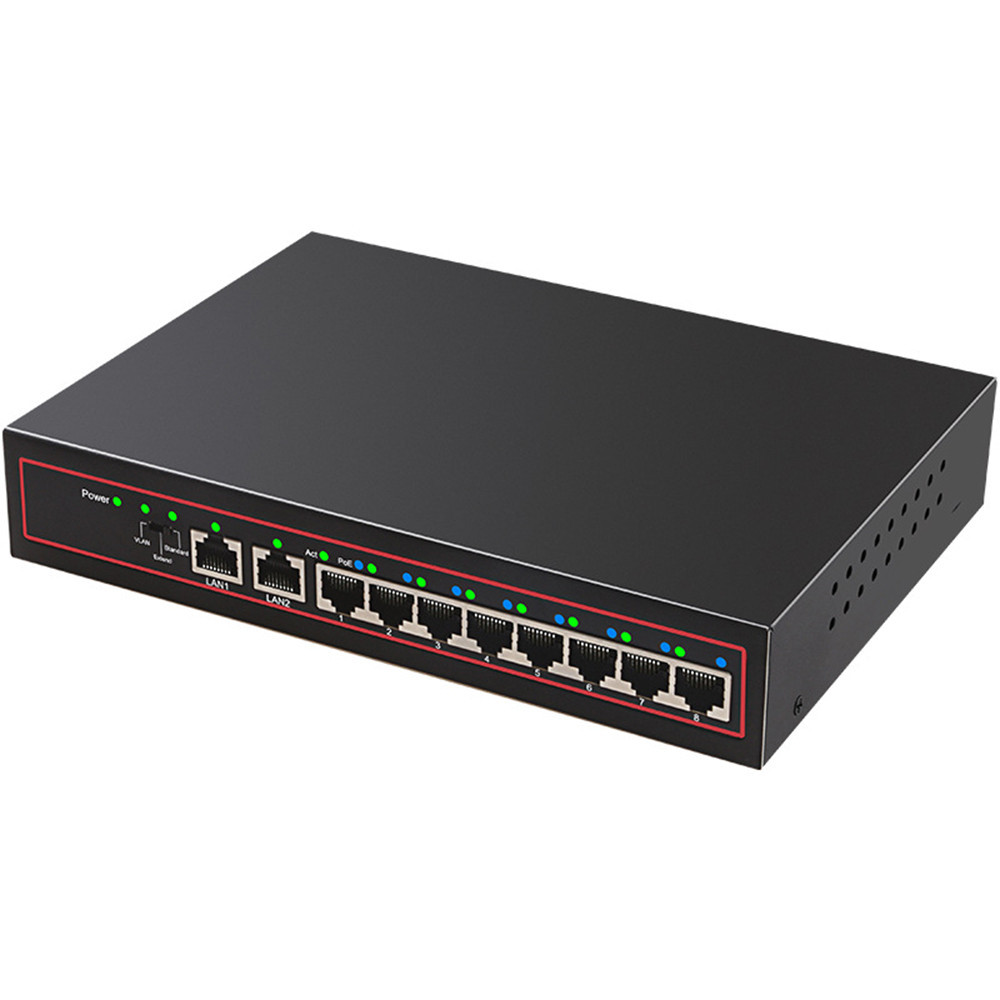 Jual 10 Ports POE Switch 48V Power Over Ethernet Network Switch 8 PoE ...