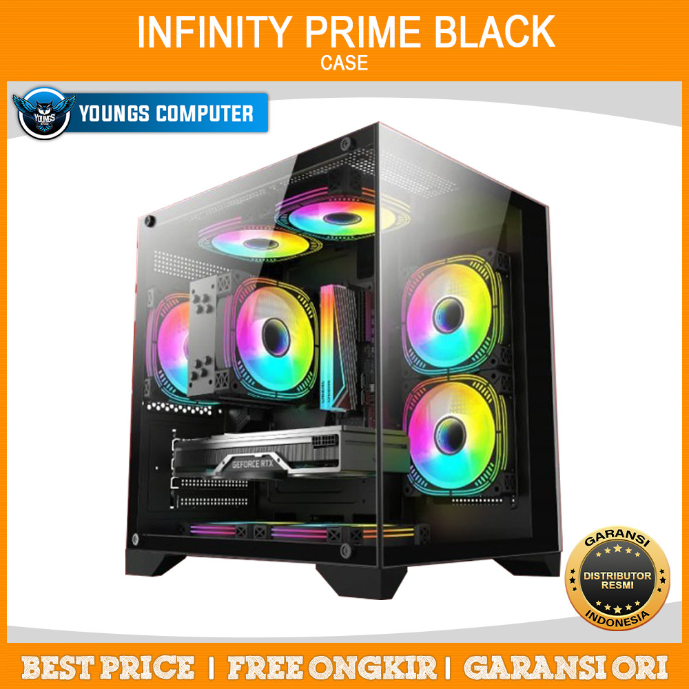 Jual CASING INFINITY PRIME BLACK mATX Seaview Case Temper Glass ...
