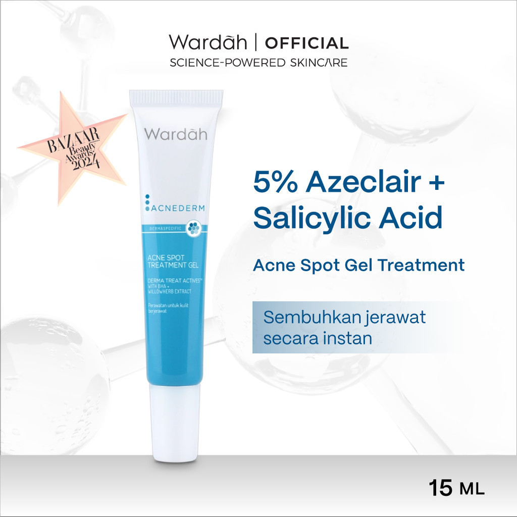 Wardah Acnederm Acne Spot Treatment Gel 15 ml - Totol Jerawat dengan BHA dan Willowherb Extracts - Menyamarkan Noda Bekas Jerawat dan Mengurangi Kemerahan