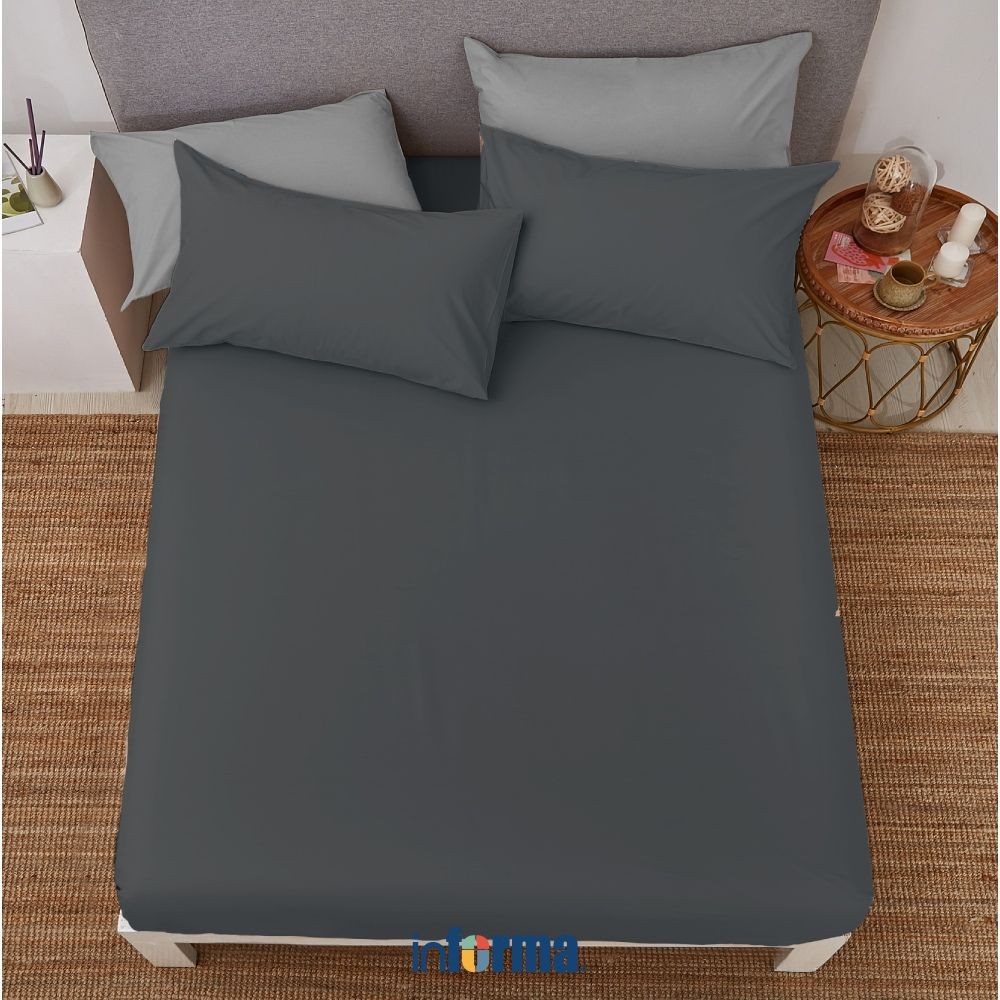 Jual Informa Seprai Katun Fitted - Hitam King Queen Single 180x200 ...