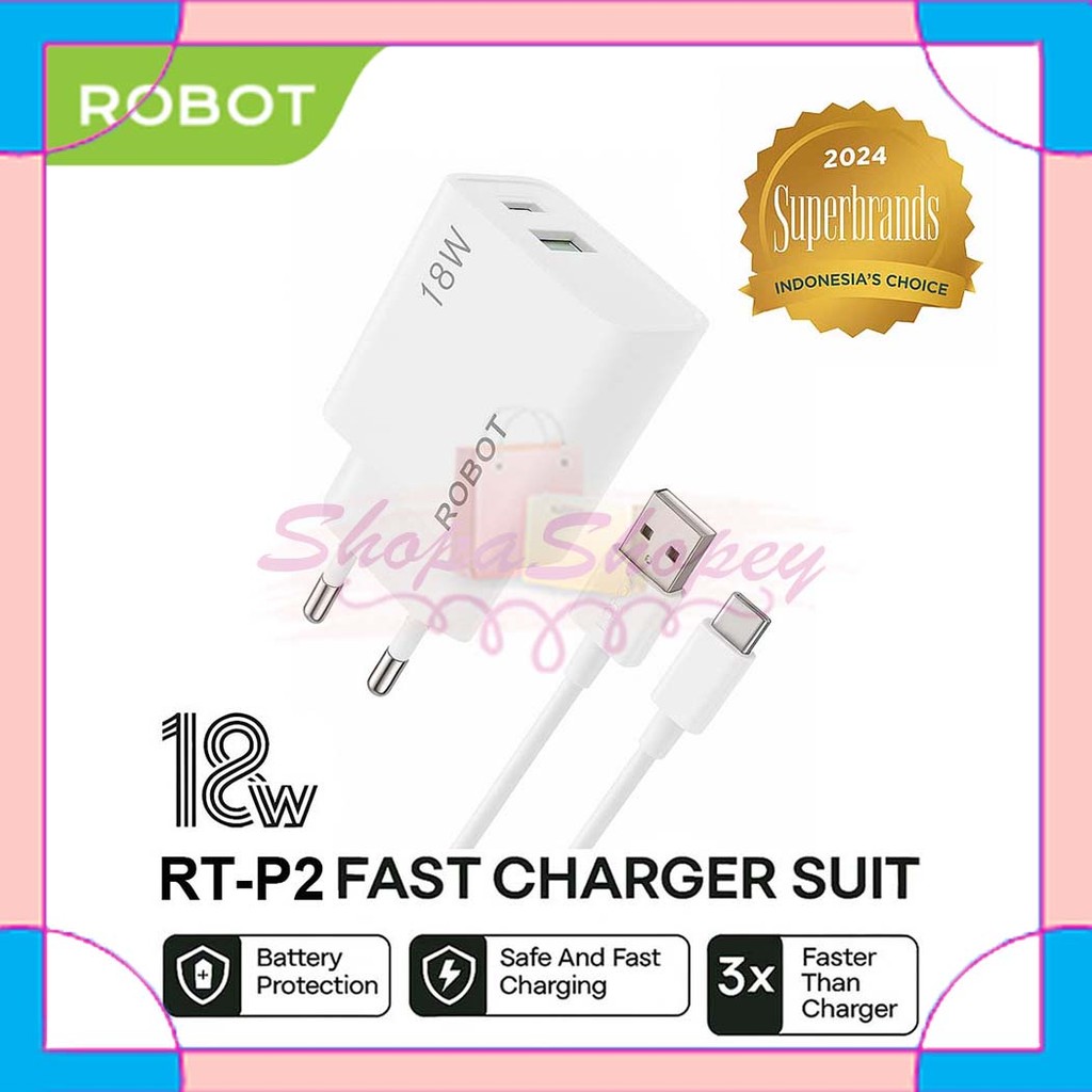 Jual ROBOT RT-P2 Charger Dual Port Quick Charging QC 3.0 Original Dual ...