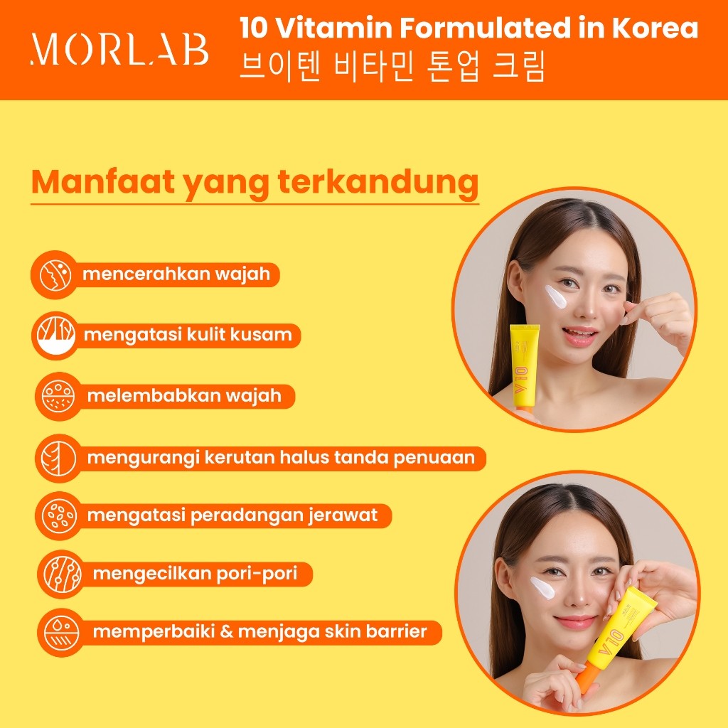 Jual MORLAB - V10 Vitamin Tone Up Cream With Idebenone Morlab | Shopee ...