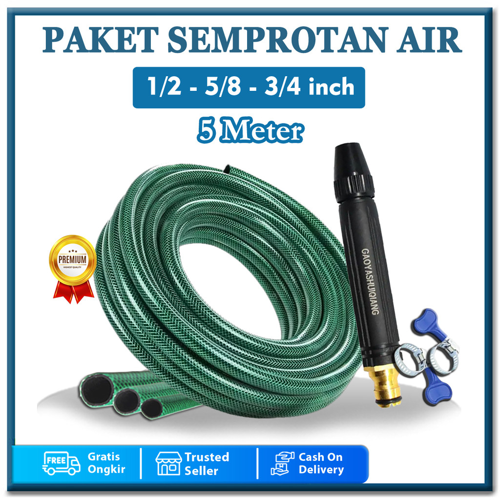 Jual Paket Semprotan Selang Air Meter Selang Taman Hijau Antu Lumut Jet Spray Cuci Motor Mobil