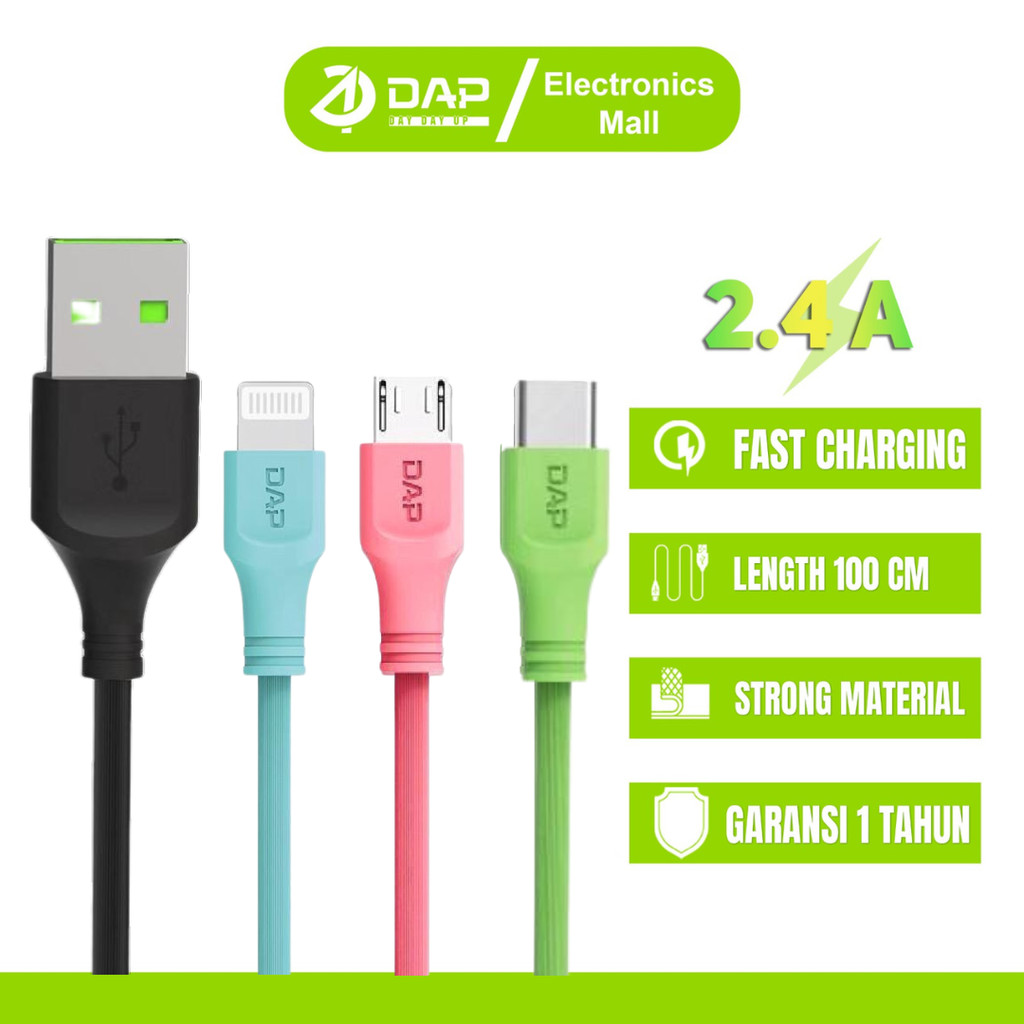 Jual DAP DA Series Kabel Data Micro, Type C & Lightning Fast Charging 2 ...