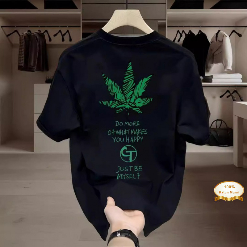 Jual Kaos Distro Pria Motif Daun Maple - Cotton Premium 240GSM, Bahan ...