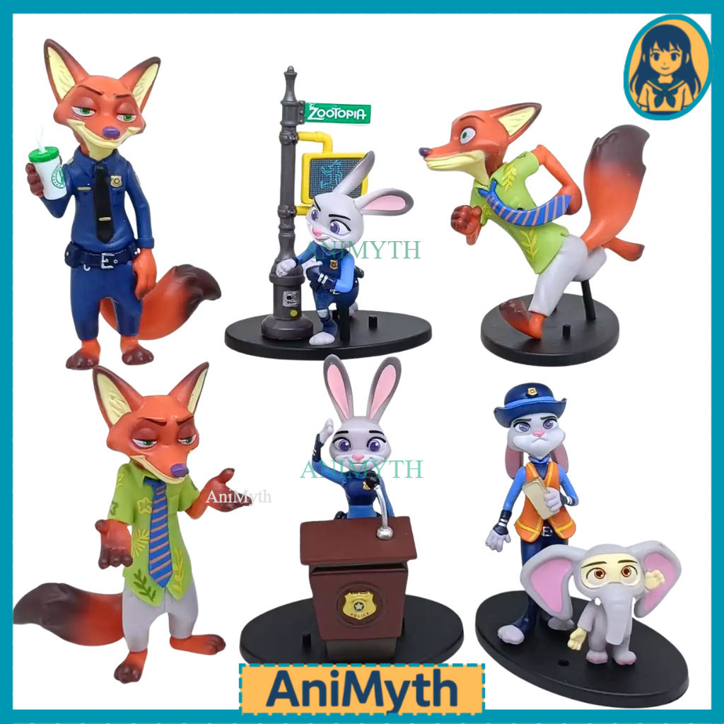 Jual Action Figure Zootopia Nick Wilde Judy Hopps Figur Anime Set 6 ...