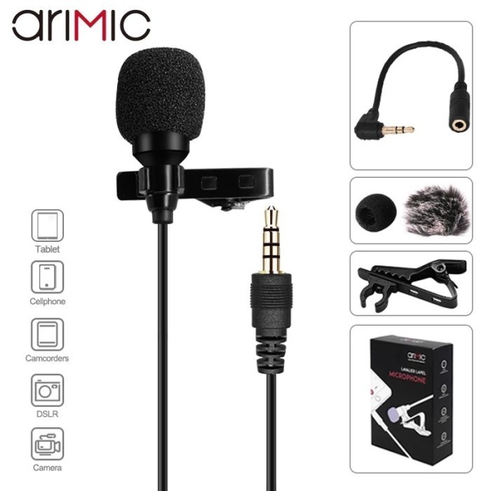 Jual ULANZI Arimic 1.5m Clip-on Lavalier Lapel Microphone Condenser Mic ...